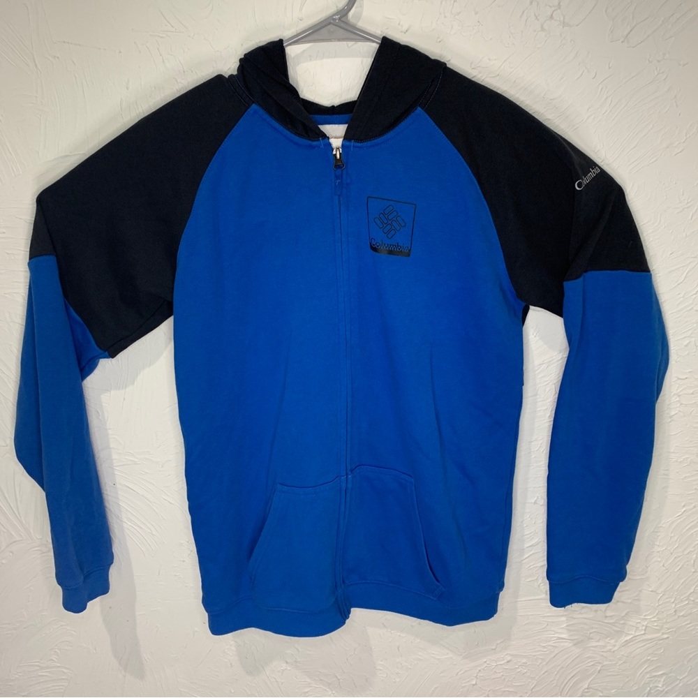 Columbia Youth Long Sleeve Full Zip Hoodie Sweatshirt Logo Blue SZ XL